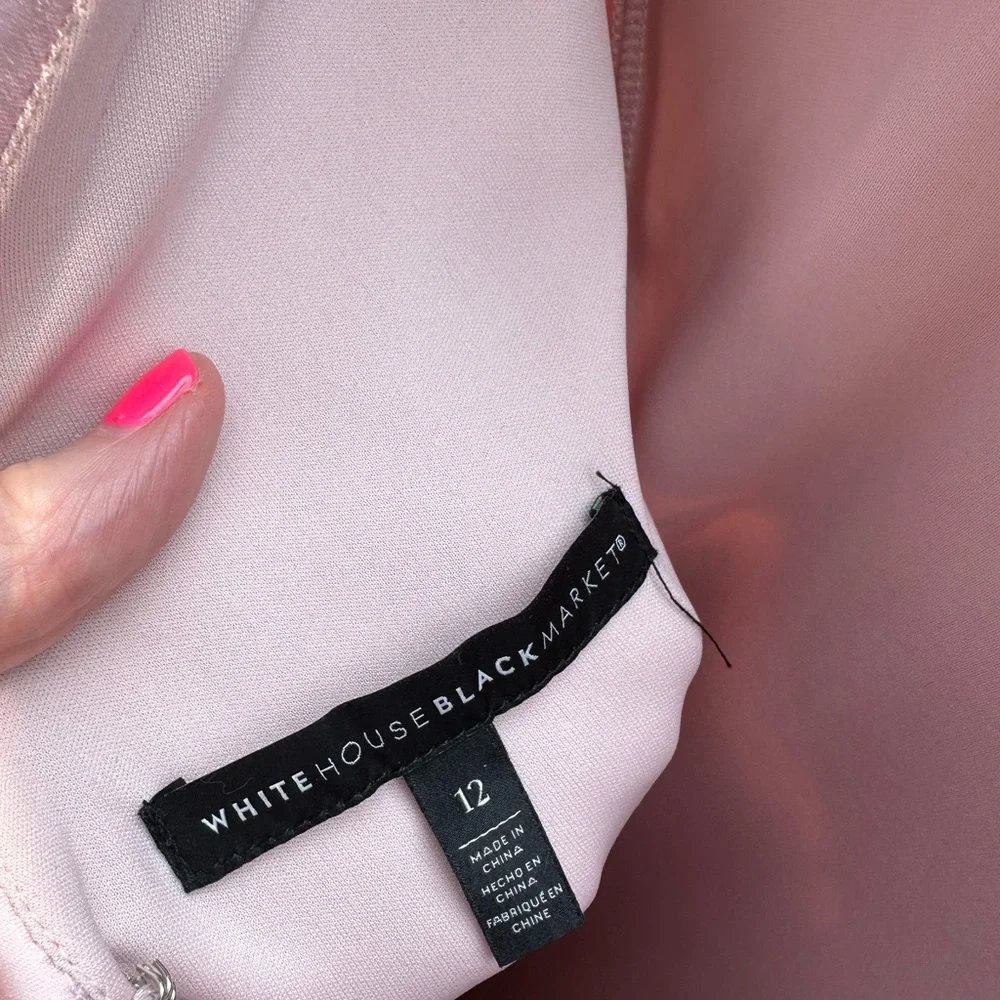 White House Black Market blush color crepe dress with satin collar. new. - Picture 4 of 5